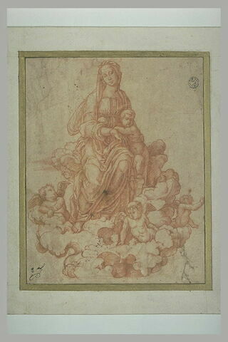 La Vierge avec l'Enfant et trois anges, sur des nuées