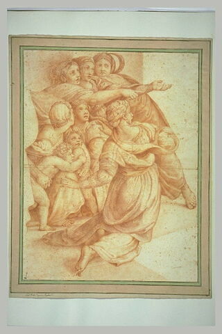 Six femmes et deux enfants : figures dans Héliodore chassé du Temple