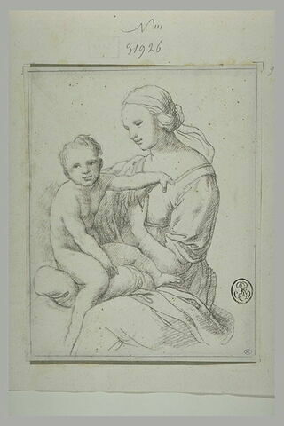 La Vierge assise avec l'Enfant sur les genoux, image 1/1