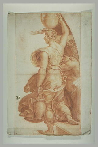 Femme drapée portant deux vases : figure de l'Incendie du Bourg