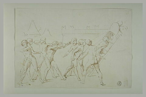 Huit hommes nus assiégeant Pérouse, image 1/1