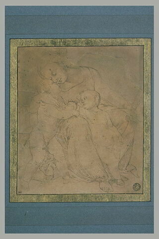 La Vierge assise, tenant un livre, l'Enfant et le petit saint Jean