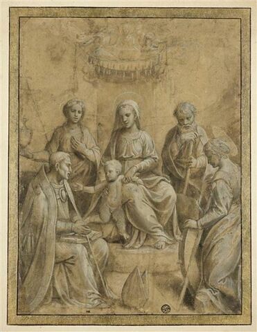 La Vierge à l'Enfant en trône, entourée de quatre saints