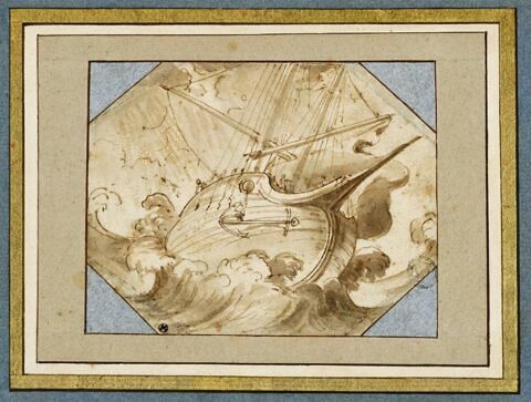 Un navire pris dans une mer agitée, image 1/3