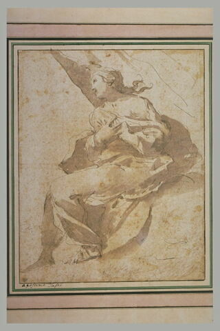 Femme drapée, assise, les bras croisés sur la poitrine, image 1/1