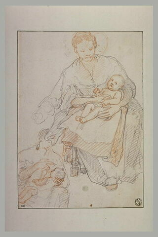 Femme tenant son enfant sur les genoux, et femme allaitant, image 1/1