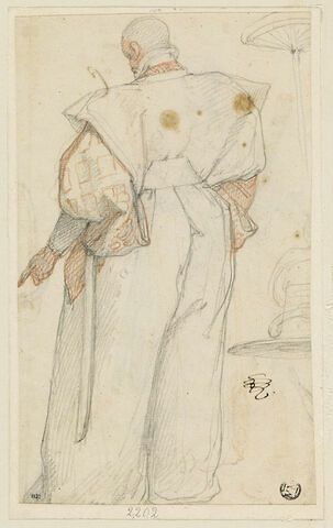 Homme debout, de dos, en costume japonais, image 1/2