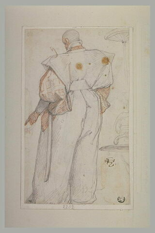 Homme debout, de dos, en costume japonais, image 2/2
