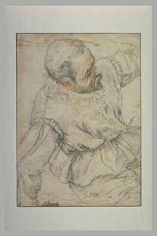 Figure d'homme à mi-corps, semblant vouloir se redresser, image 1/1