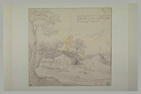 Paysage avec un moulin entouré d'arbres, image 1/1