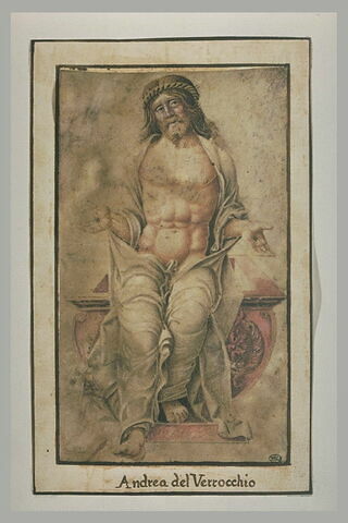 Le Christ assis sur son tombeau, la tête couronnée d'épines, image 2/2