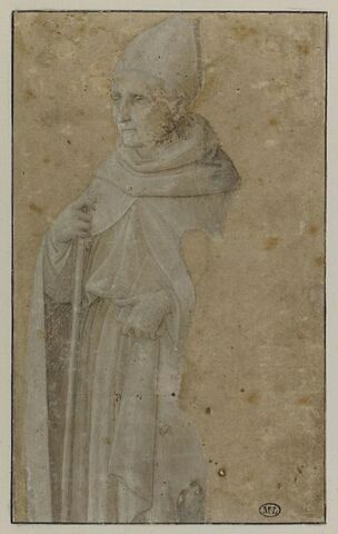 Figure d'évêque tenant un bâton et un livre : saint Augustin