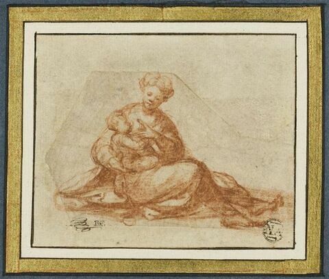 La Vierge assise tenant l'Enfant sur ses genoux