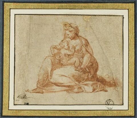 La Vierge assise avec l'Enfant sur ses genoux