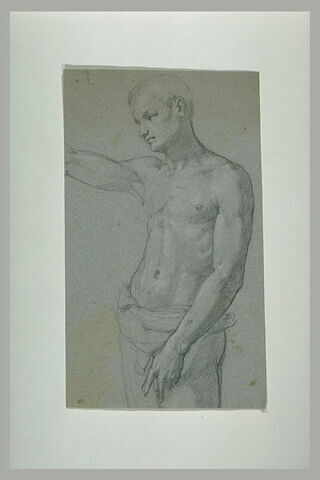 Jeune homme à demi nu, avançant le bras droit, tourné vers la gauche, image 1/1
