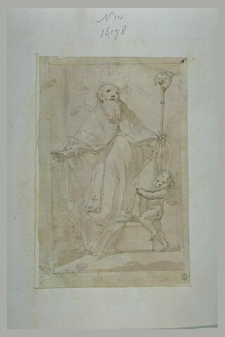 Evêque à genoux, avec un ange portant sa mitre