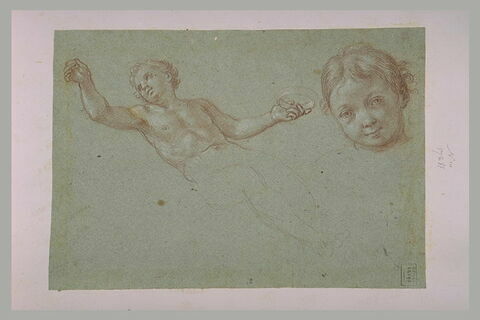 Tête d'enfant, de face, et jeune homme nu, tenant un anneau, image 2/2