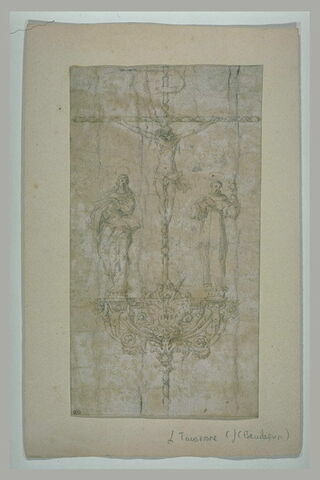 Projet pour un pièce d'orfèvrerie avec le Christ en Croix entouré de saints, image 1/1