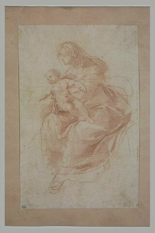Etude d'une Vierge assise tenant l'Enfant Jésus, image 1/1