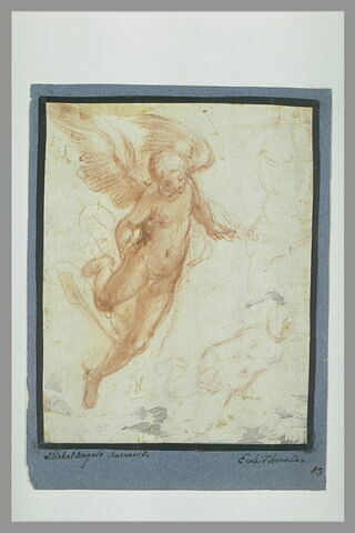 Etude d'un ange volant, et croquis sommaires, image 1/1