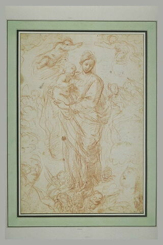 La Vierge et l'Enfant Jésus portés par des anges, image 2/2