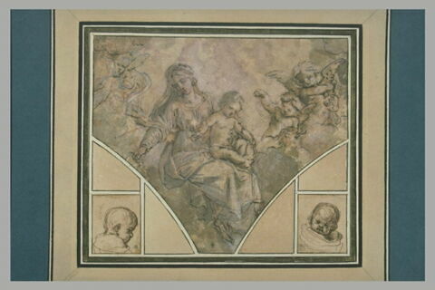 La Vierge assise avec l'Enfant , entourés d'angelots, image 1/1