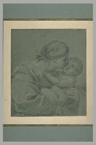 La Vierge embrassant l'Enfant Jésus qu'elle tient dans ses bras, image 1/1