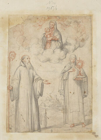 Apparition de la Vierge à l'Enfant à une sainte et un saint évêque