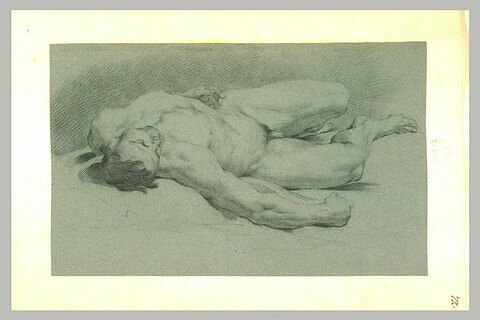 Homme nu, couché sur le dos, endormi, image 1/1