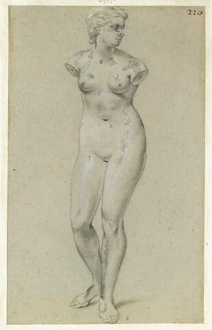 Femme nue, debout, sans bras, étude d'après une statue