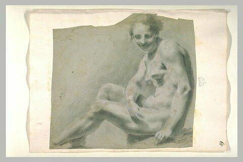 Femme nue, assise, tournée vers la gauche, image 1/1