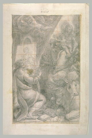 Saint Luc faisant le portrait de la Vierge assise avec l'Enfant