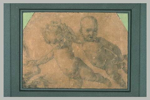 Deux enfants nus, volant, se tenant par la main, image 1/1