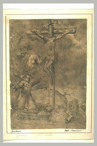 Le Christ en croix adoré par un saint, image 1/1