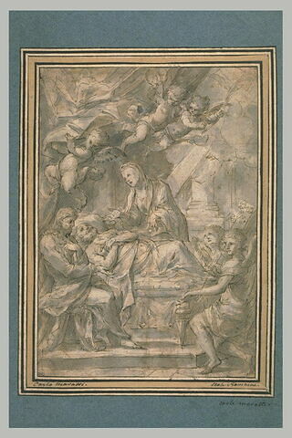 Le Christ, la Vierge et des anges près de saint Joseph mourant