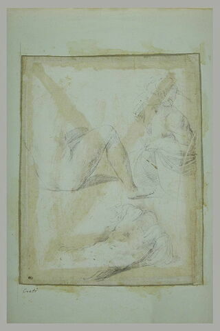 Buste d'une jeune fille, femme nue assise à terre, torse d'un soldat, image 2/2
