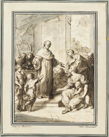 Religieux faisant l'aumône, image 1/2