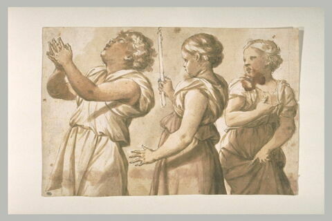 Trois jeune filles debout, l'une portant un cierge, image 2/2