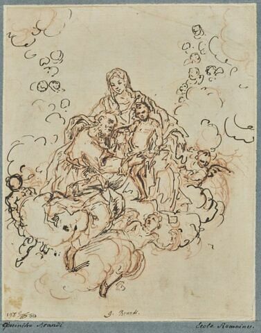 Vierge à l'Enfant avec un saint sur des nuages : sainte Famille (?), image 1/2