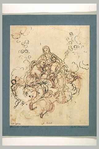 Vierge à l'Enfant avec un saint sur des nuages : sainte Famille (?), image 2/2