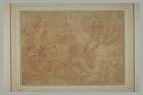 Femme nue étendue près de deux figures, et deux anges, image 2/2