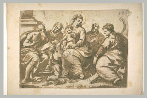 Le petit saint Jean devant la Vierge et l'Enfant entourés de saints, image 1/1