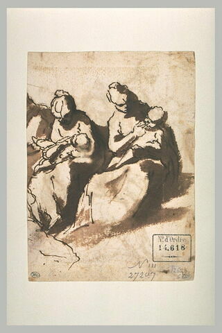 Etude de deux figures de la Vierge tenant l'Enfant, image 2/2