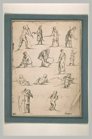 Etude de treize figures dont trois enfants ailés, image 1/1