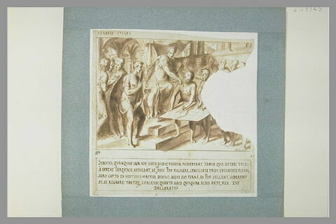 Servius Tullius désignant une carte déroulée par plusieurs hommes