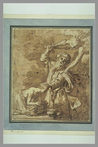L'ange arrête la main d'Abraham s'apprètant à sacrifier Isaac sur l'autel