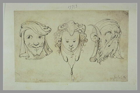 Trois têtes grotesques, image 1/1