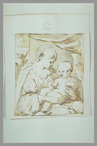 La Vierge assise avec l'Enfant Jésus dans ses bras