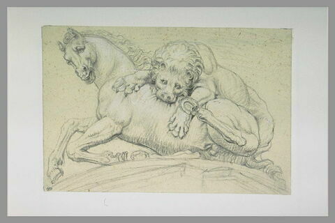 Un lion dévorant un cheval, d'après l'antique, image 1/1