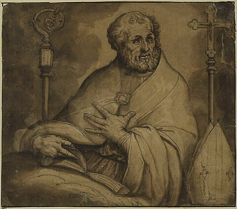 Saint Bonaventure ou Saint Ambroise, en méditation, image 1/1
